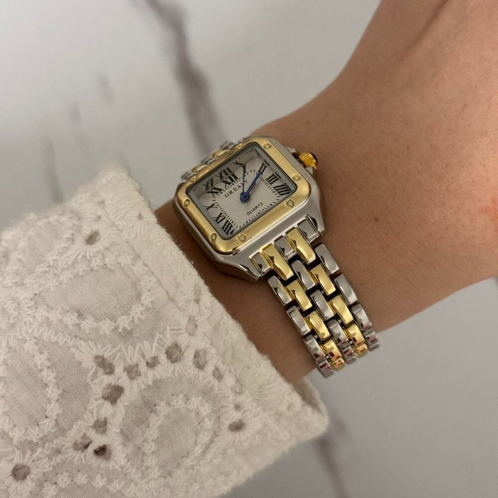 Sku:0345 gold silver watch stainless steel bracelet vintage style +in a gift bag - Picture 6 of 9
